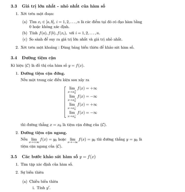 Tổng hợp công thức toán 12 - đạo hàm 4